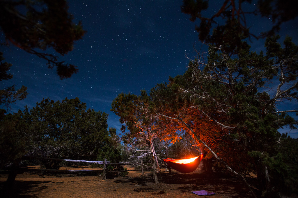 Hammocking under the stars near Coral Pink Sand Dunes, Utah